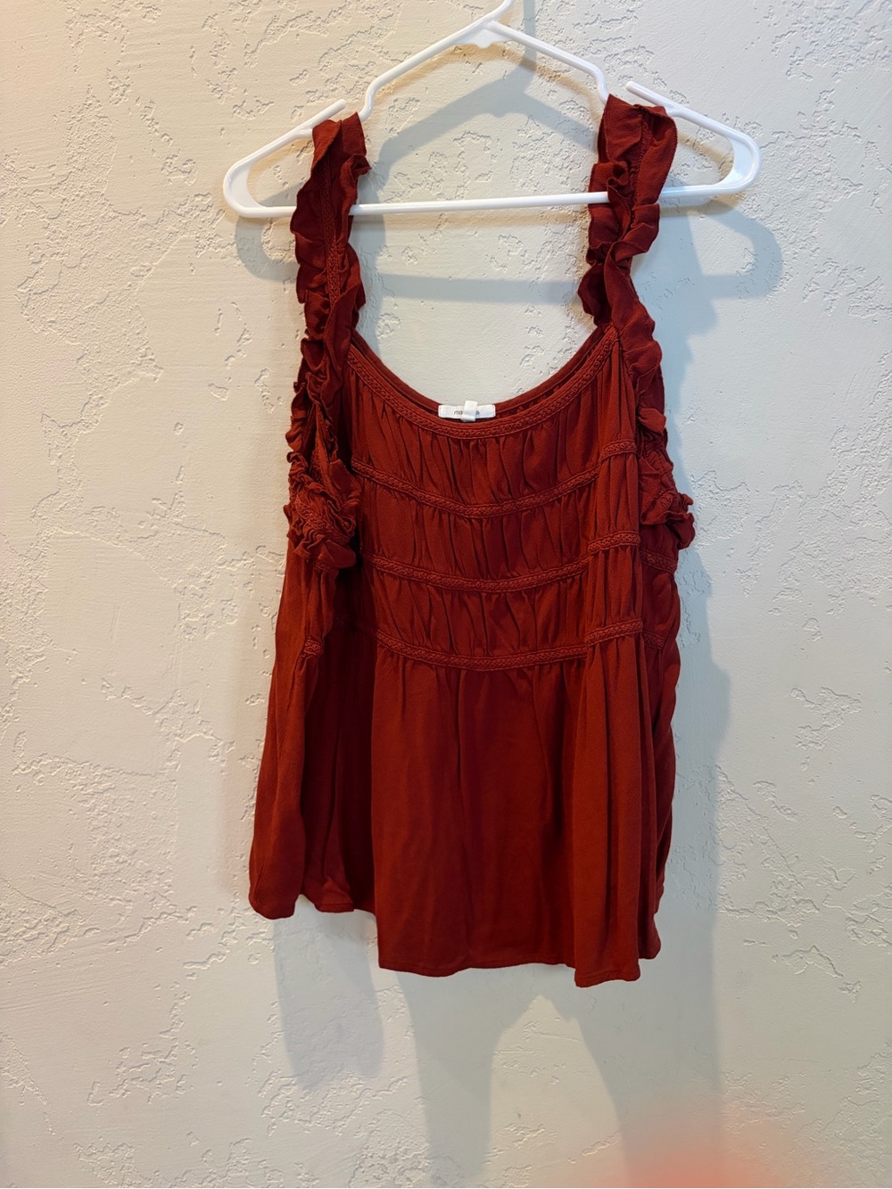 Maurices Rust Red Ruffled Strap Tank Top